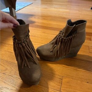 Brown Fringe Ankle Boots